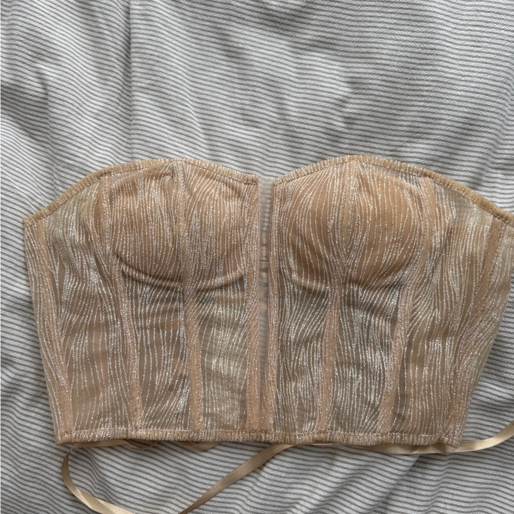Shimmering Gold Strapless Bustier